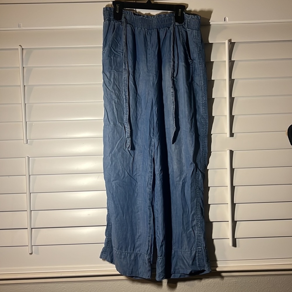 Knox Rose Womens XL Pull On Wide Leg Lightweight Denim Pants, Loose, Flowy